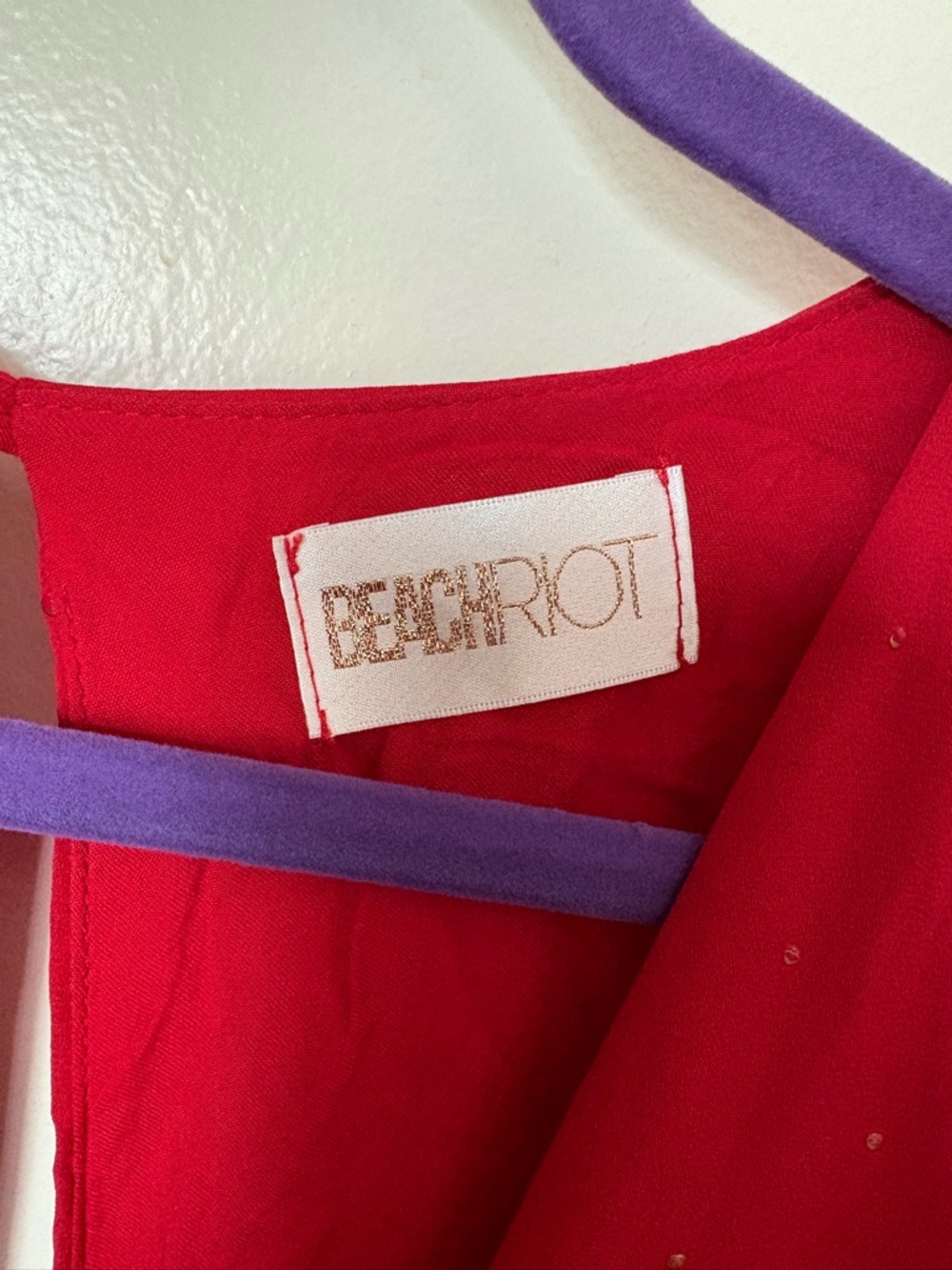 Beach Riot Red V-Neck Romper with Subtle Rhinestones - Picture 3 of 4